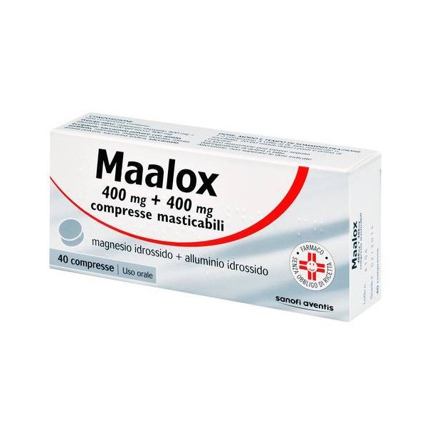 MAALOX SOSPENSIONE ORALE/ COMPRESSE MASTICABILI - 400 MG + 400 MG COMPRESSE MASTICABILI 40 COMPRESSE