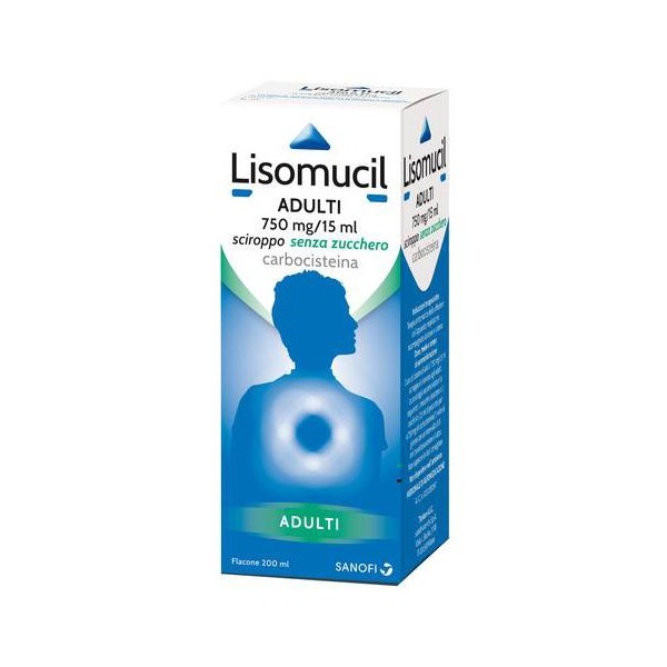 LISOMUCIL TOSSE MUCOLITICO -  750 MG/15 ML SCIROPPO SENZA ZUCCHERO FLACONE 200 ML