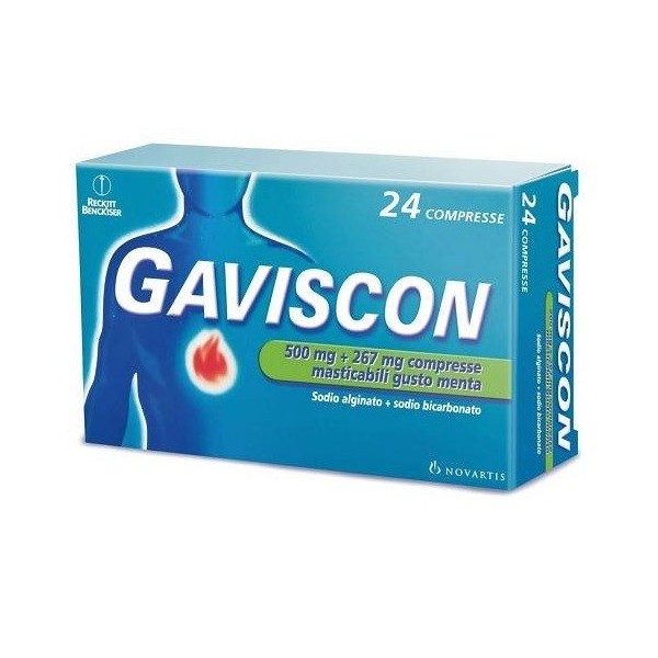 GAVISCON -  500 MG + 267 MG COMPRESSE MASTICABILI GUSTO MENTA  24 COMPRESSE IN BLISTER