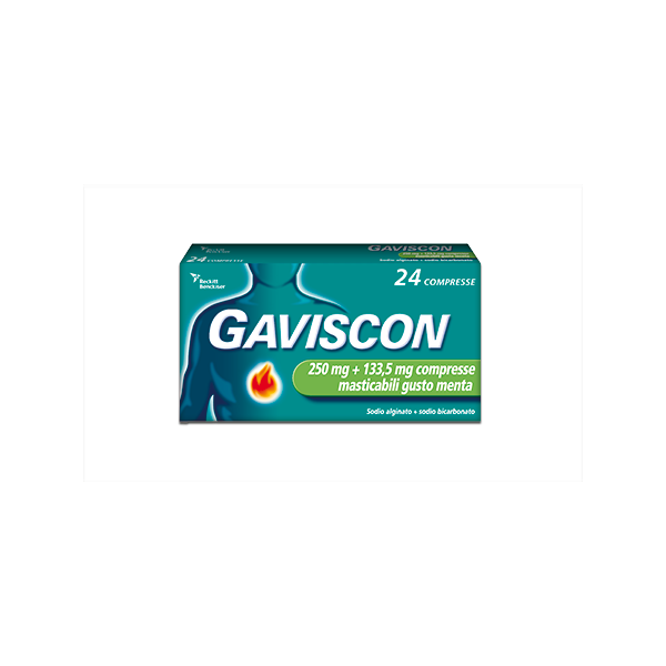 GAVISCON -  250 MG + 133,5 MG COMPRESSE MASTICABILI GUSTO MENTA 24 COMPRESSE