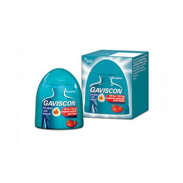 GAVISCON -  250 MG + 133,5 MG COMPRESSA MASTICABILE GUSTO FRAGOLA 16 COMPRESSE IN CONTENITORE CON TAPPO A SCATTO