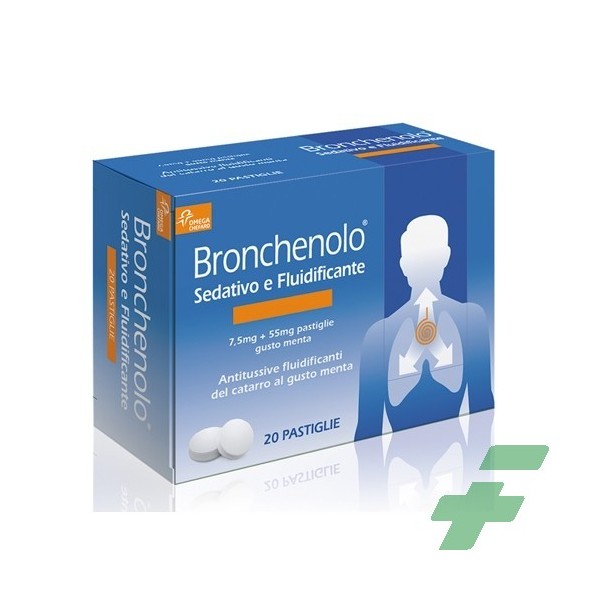 BRONCHENOLO SEDATIVO E FLUIDIFICANTE -  7,5 MG + 55 MG PASTIGLIE GUSTO MENTA  20 PASTIGLIE