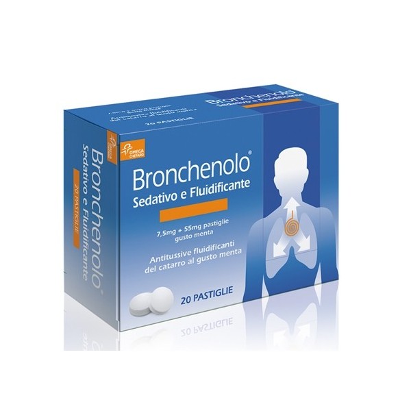 BRONCHENOLO SEDATIVO E FLUIDIFICANTE -  7,5 MG + 55 MG PASTIGLIE GUSTO MENTA  20 PASTIGLIE