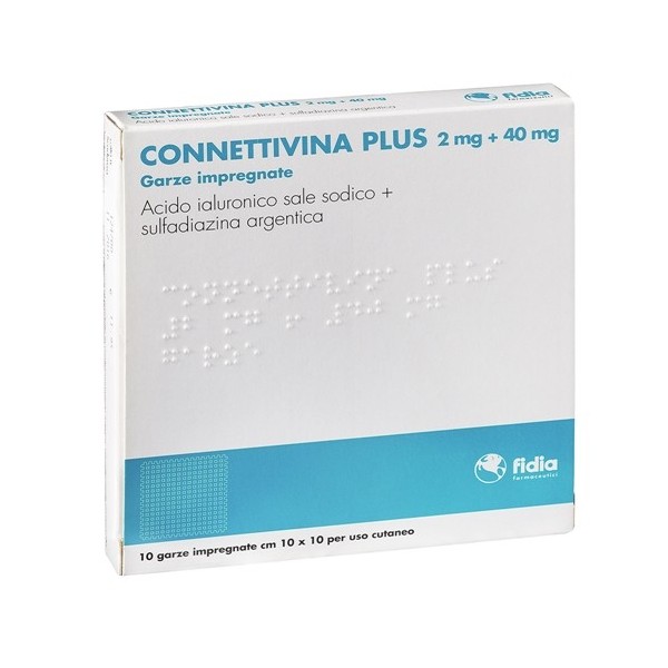 CONNETTIVINA PLUS -  2 MG + 40 MG GARZE IMPREGNATE 10 GARZE IMPREGNATE CM 10 X 10