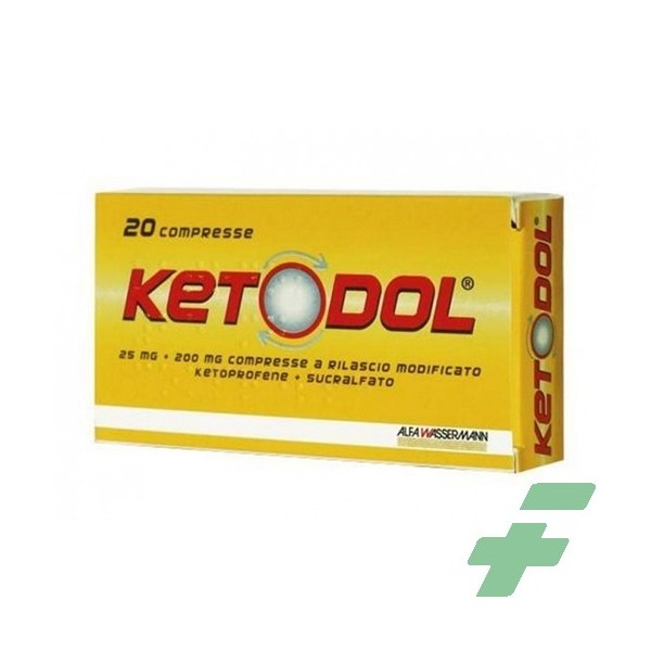 KETODOL 25 MG + 200 MG COMPRESSE  - 25 MG + 200 MG COMPRESSE 20 COMPRESSE