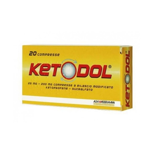 KETODOL 25 MG + 200 MG COMPRESSE  - 25 MG + 200 MG COMPRESSE 20 COMPRESSE