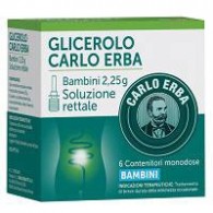 GLICEROLO CARLO ERBA - BAMBINI 2,25 G SOLUZIONE RETTALE 6 CONTENITORI MONODOSE CON CAMOMILLA E MALVA