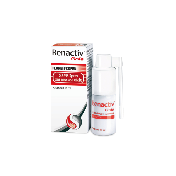 BENACTIV GOLA  -  0,25%  SPRAY PER MUCOSA ORALE FLACONCINO 15 ML