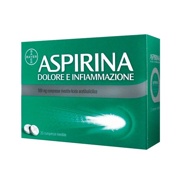 ASPIRINA DOLORE E INFIAMMAZIONE 500 MG -  500 MG COMPRESSE RIVESTITE 20 COMPRESSE IN BLISTER AL/PE/CARTA