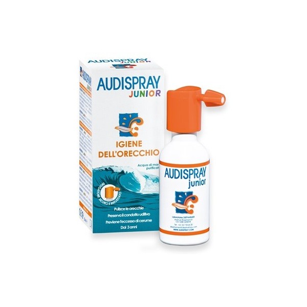 AUDISPRAY JUNIOR SOLUZIONE DI ACQUA DI MARE IPERTONICA SPRAY SENZA GAS IGIENE ORECCHIO 25ML