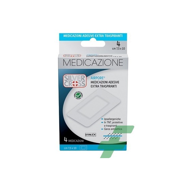 SILVERCROSS AIRPORE MEDICAZIONE ADESIVA 7,5X10CM 4 PEZZI