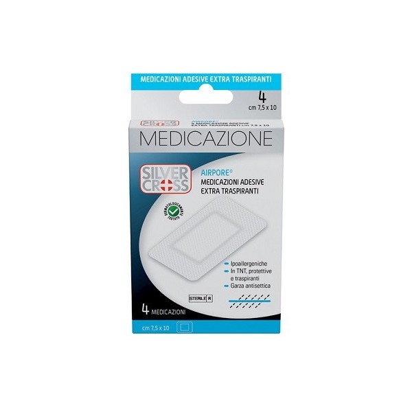 SILVERCROSS AIRPORE MEDICAZIONE ADESIVA 7,5X10CM 4 PEZZI