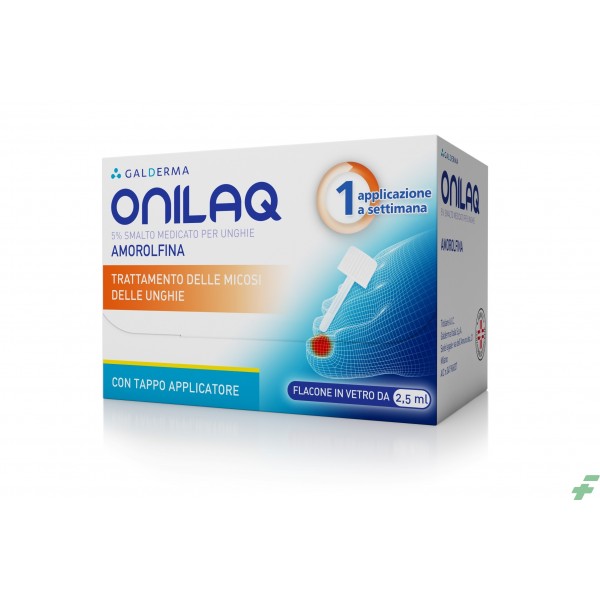 ONILAQ 5% SMALTO MEDICATO PER UNGHIE. - 5% SMALTO MEDICATO PER UNGHIE, 1 FLACONE IN VETRO DA 2,5 ML CON TAPPO APPLICATORE E ...