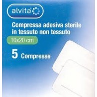 GARZA COMPRESSA ADESIVA STERILE ALVITA IN TESSUTO NON TESSUTO ESTENSIBILE BIANCO 10X20CM