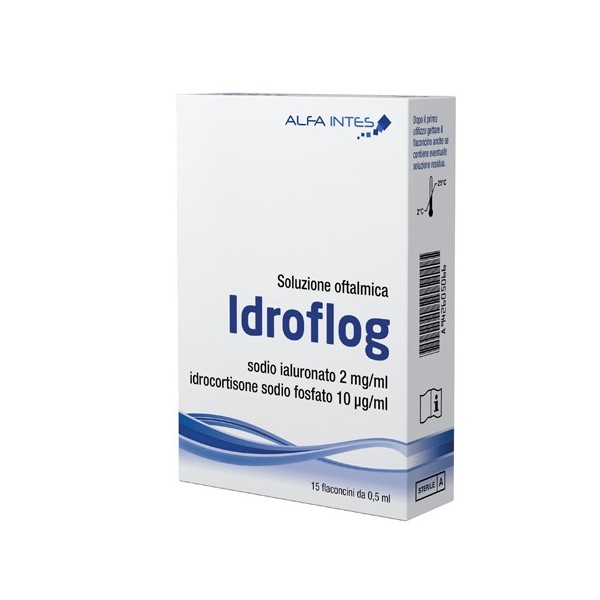 SOLUZIONE OFTALMICA IDROFLOG A BASE DI IALURONATO DI SODIO E IDROCORTISONE SODIO FOSFATO 15 FLACONCINI DA 0,5 ML