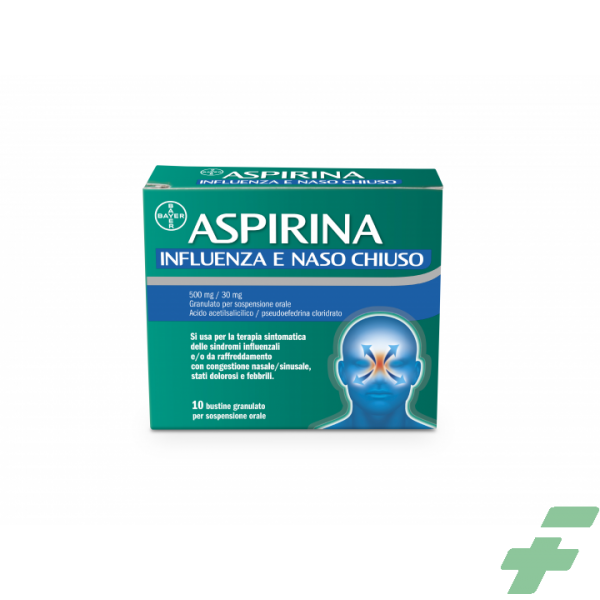 ASPIRINA INFLUENZA E NASO CHIUSO 500 MG / 30 MG GRANULATO PER SOSPENSIONE ORALE - 500 MG/30 MG GRANULATO PER SOLUZIONE ORALE... 