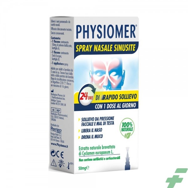 PHYSIOMER SPRAY NASALE SINUSITE 2 PEZZI 1 FLACONE DA 50 MG DI ESTRATTO DI CICLAMINO NATURALE LIOFILIZZATO - 1