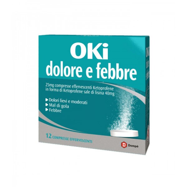 OKI DOLORE E FEBBRE 25 MG COMPRESSE EFFERVESCENTI 12 COMPRESSE IN BUSTINA PAP/PE/AL/PE