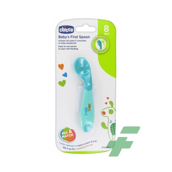 CHICCO CUCCHIAIO ANGOLATO 8M+ AZZURRO