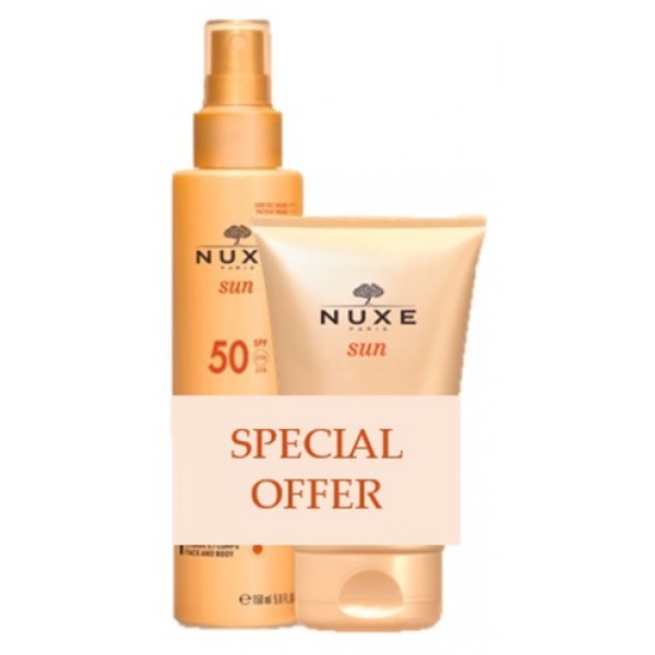 NUXE SUN DUO SPRAY SOLARE ALTA PROTEZIONE SPF50 + LATTE DOPOSOLE 150 ML + 100 ML